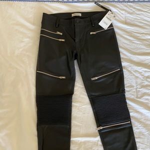 Zara faux leather skinny black pants with zipper detail